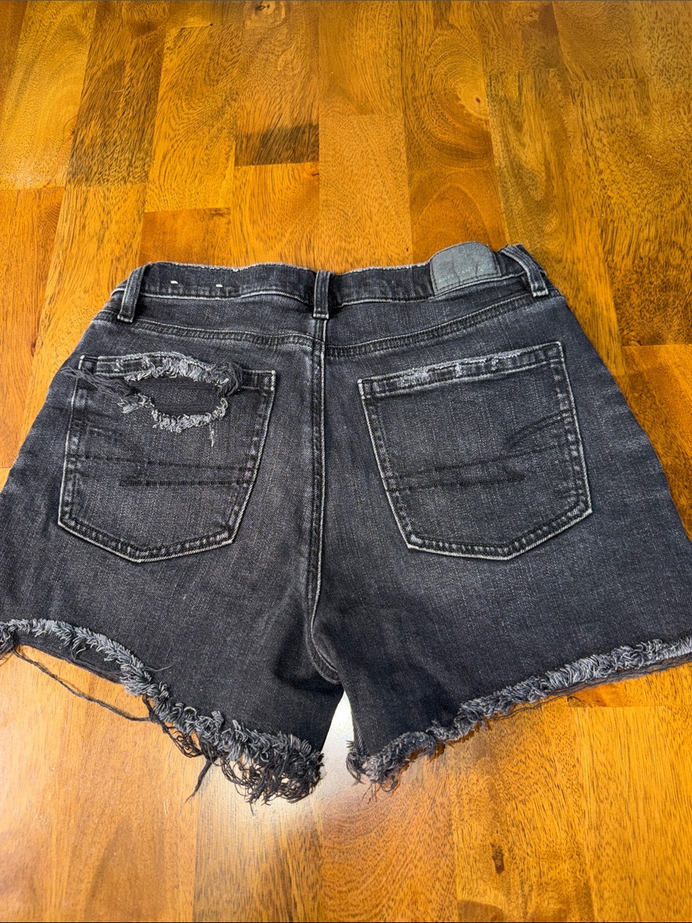 American Eagle Outfitters Black Distressed Denim Shorts stretch